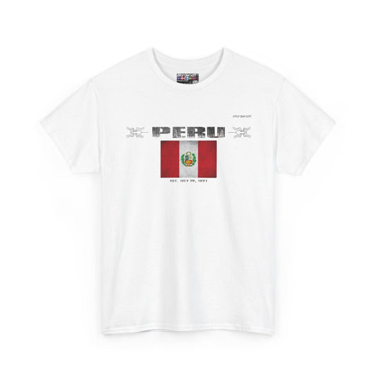 Peru flag t-shirt in White — premium cotton, Nordenatt