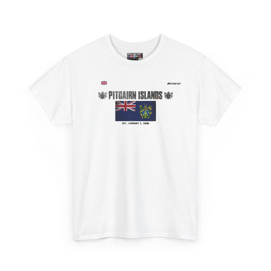 Pitcairn Islands flag t-shirt in White — premium cotton, Nordenatt