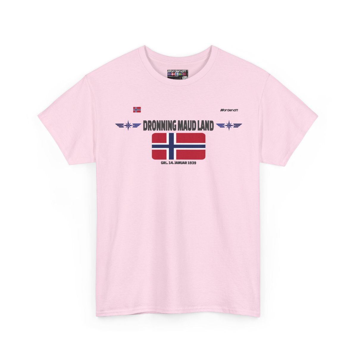 Queen Maud Land flag t-shirt in Light Pink — premium cotton, Nordenatt