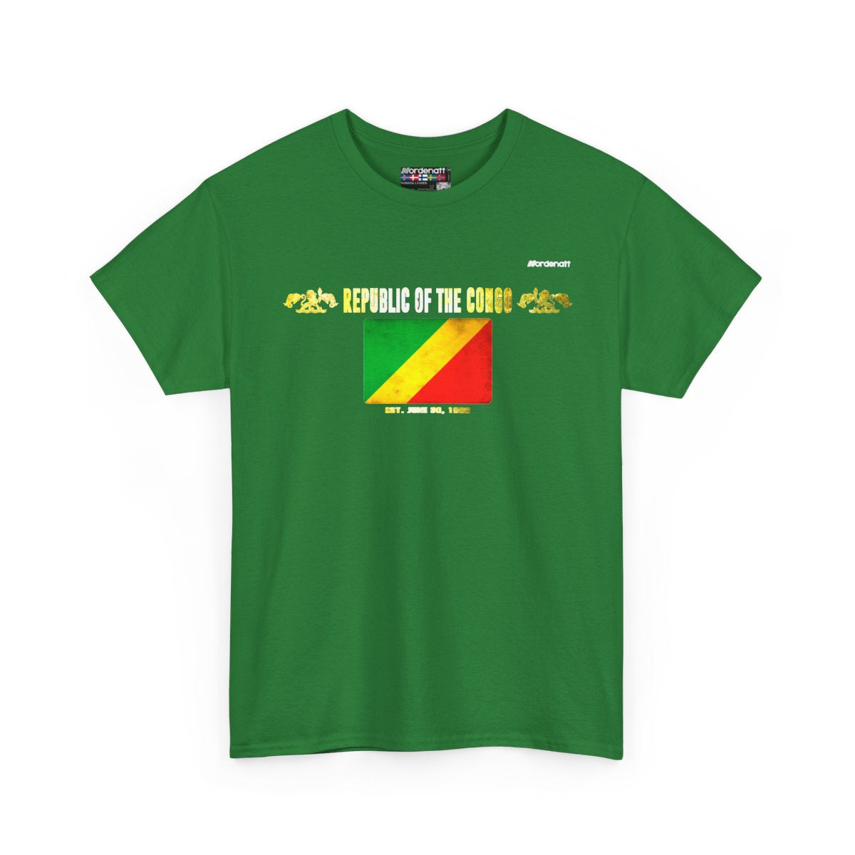 Republic of the Congo flag t-shirt in Turf Green — premium cotton, Nordenatt