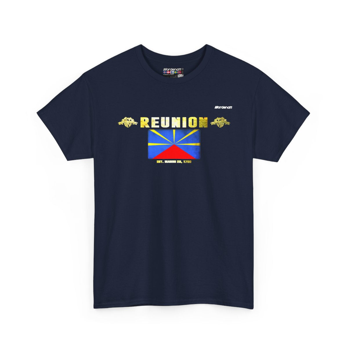 Reunion flag t-shirt in Navy — premium cotton, Nordenatt