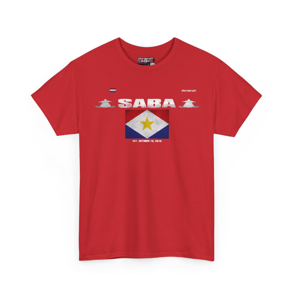 Saba flag t-shirt in Red — premium cotton, Nordenatt