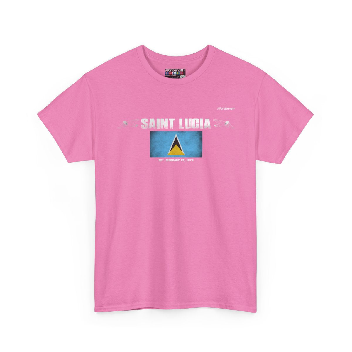 Saint Lucia flag t-shirt in Azalea — premium cotton, Nordenatt