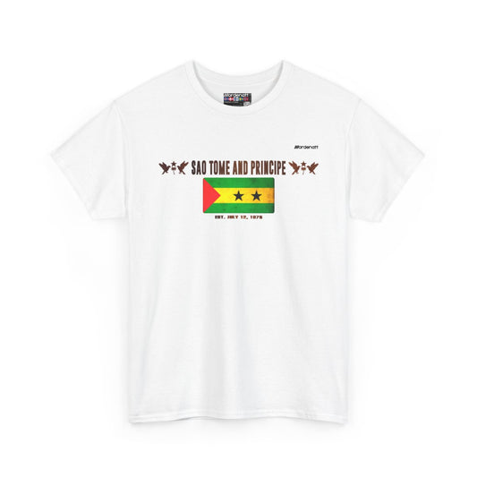 Sao Tome and Principe flag t-shirt in White — premium cotton, Nordenatt