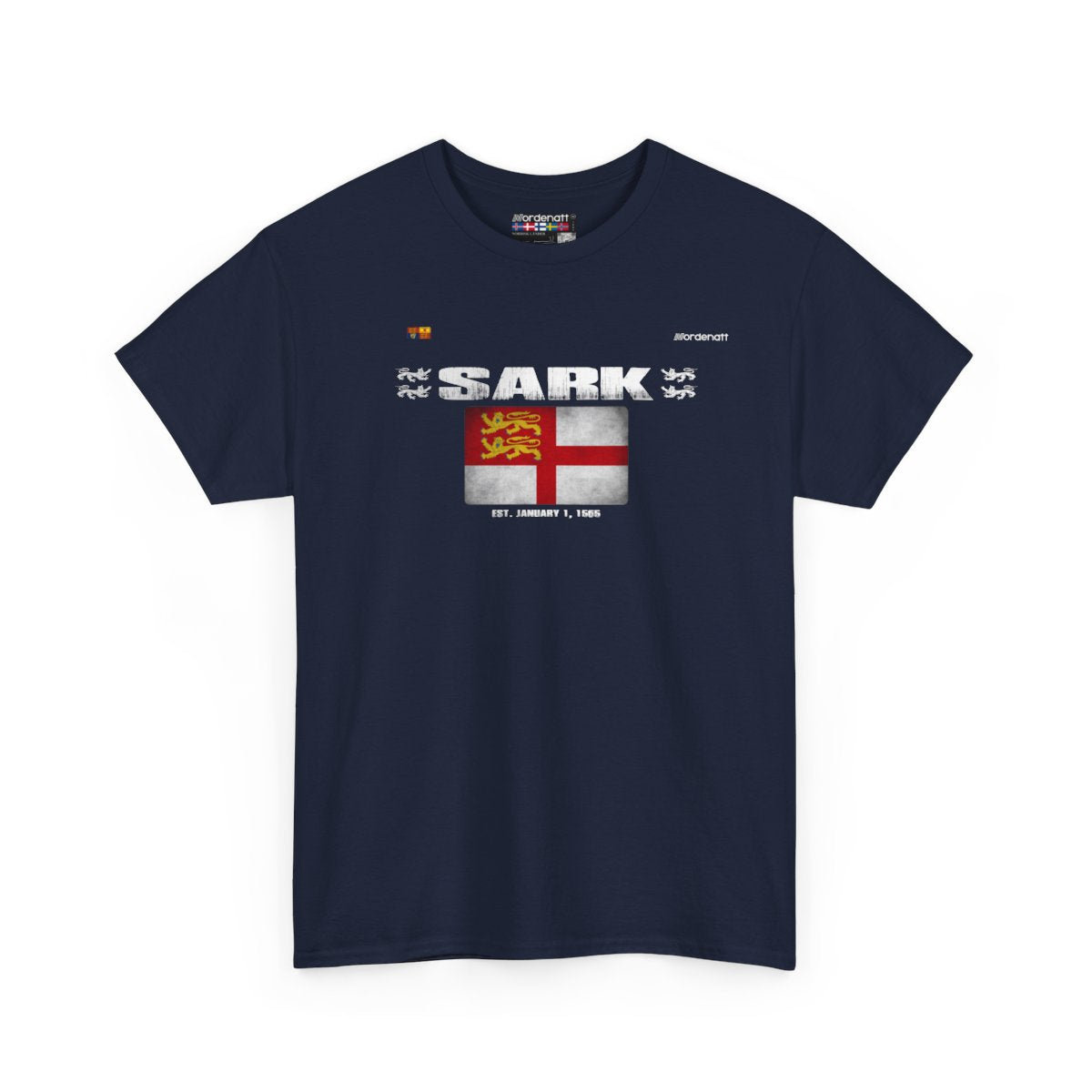 Sark flag t-shirt in Navy — premium cotton, Nordenatt