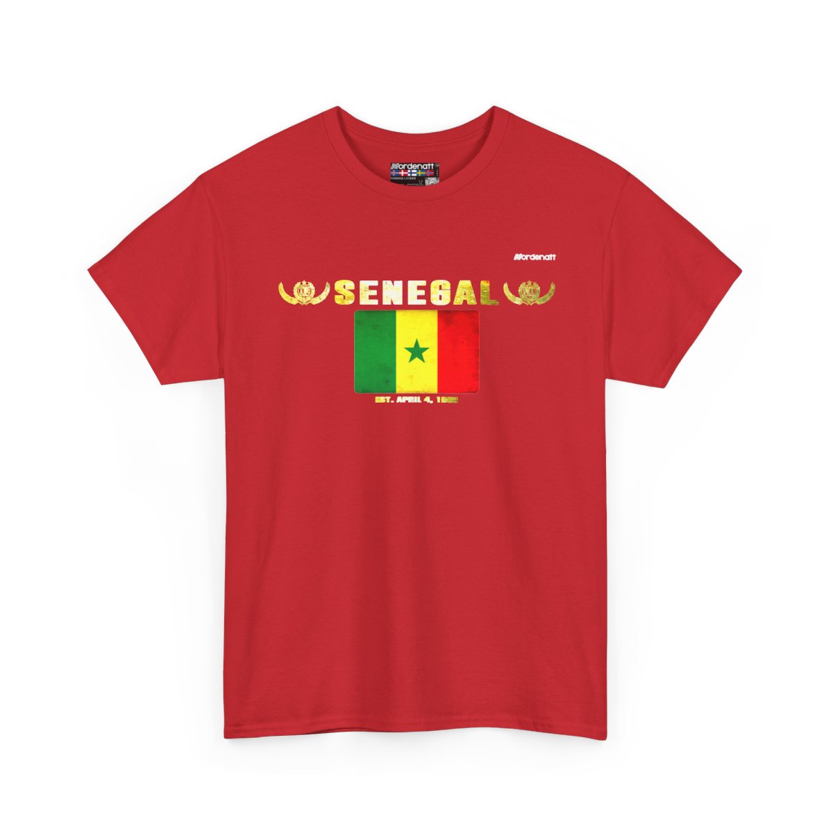 Senegal flag t-shirt in Red — premium cotton, Nordenatt