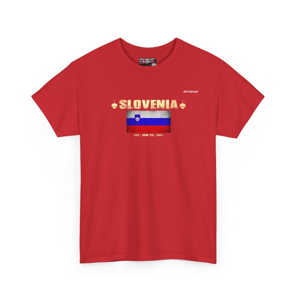 Slovenia flag t-shirt in Red — premium cotton, Nordenatt