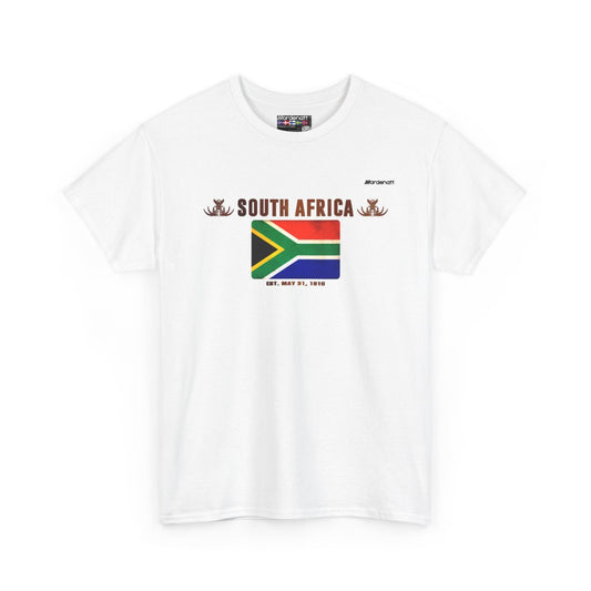 South Africa flag t-shirt in White — premium cotton, Nordenatt