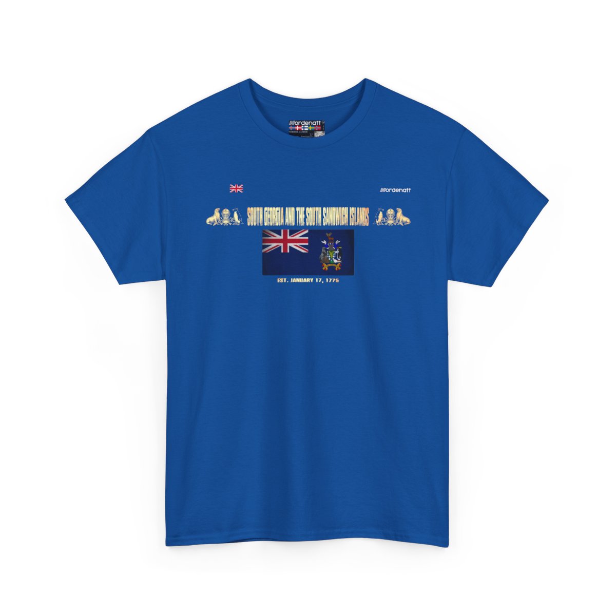 South Georgia And The South Sandwich Islands flag t-shirt in Royal — premium cotton, Nordenatt