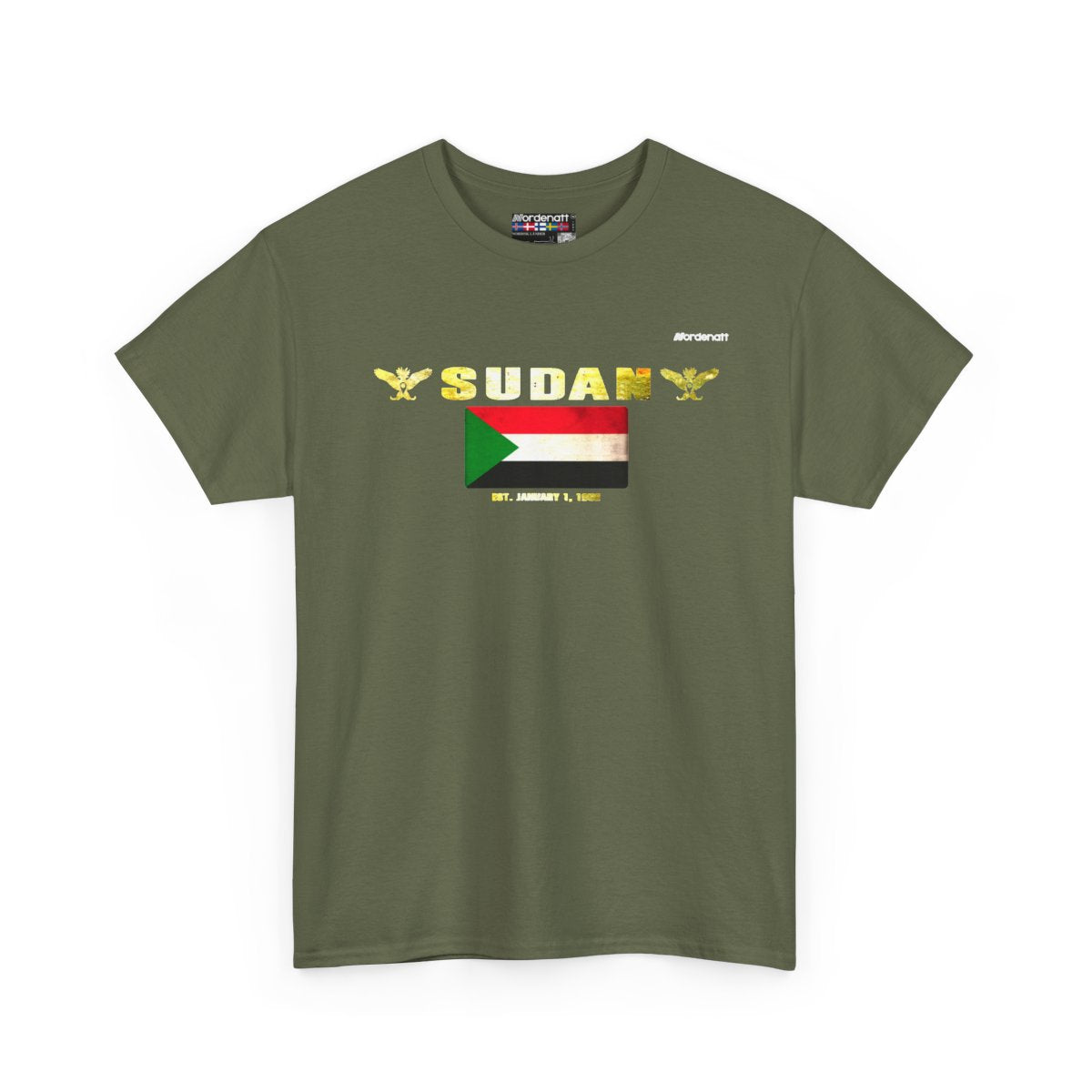 Sudan flag t-shirt in Military Green — premium cotton, Nordenatt