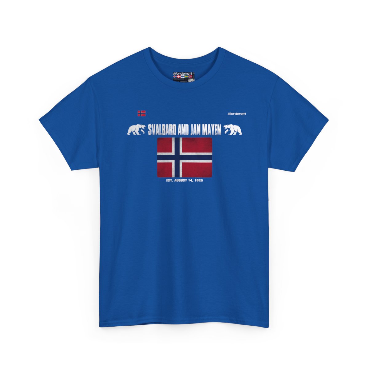 Svalbard And Jan Mayen flag t-shirt in Royal — premium cotton, Nordenatt