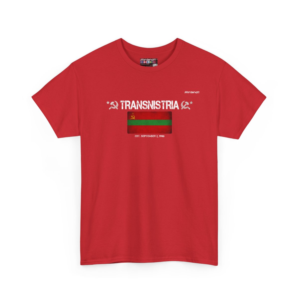 Transnistria flag t-shirt in Red — premium cotton, Nordenatt