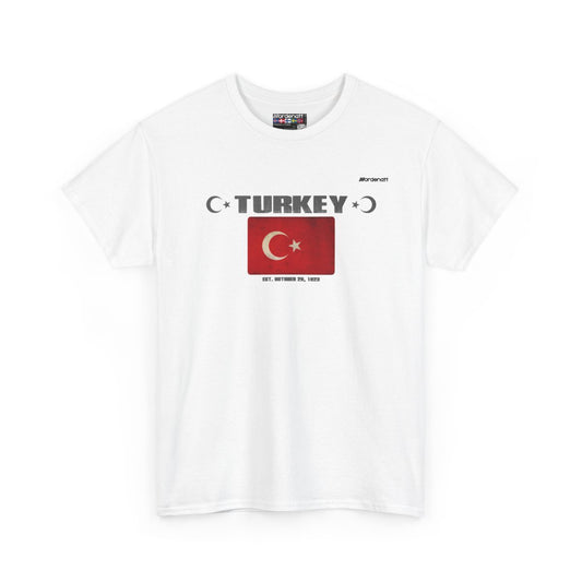 Turkey flag t-shirt in White — premium cotton, Nordenatt