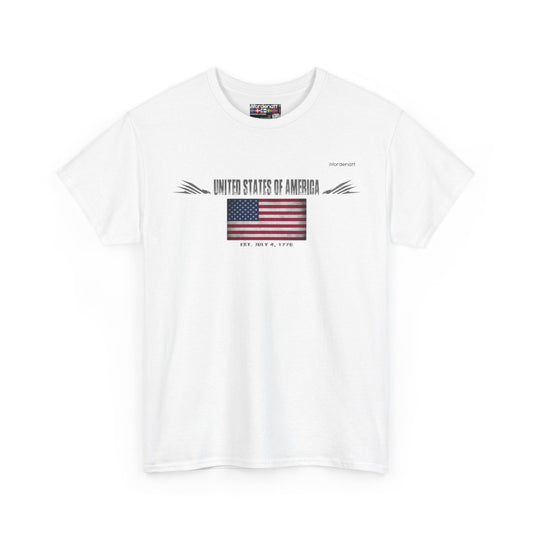 United States Of America flag t-shirt in White — premium cotton, Nordenatt