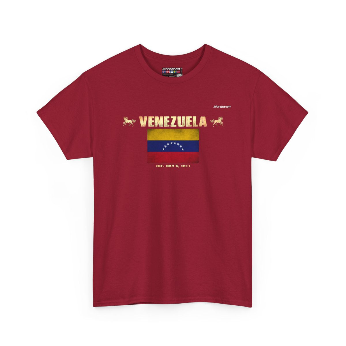 Venezuela flag t-shirt in Cardinal Red — premium cotton, Nordenatt
