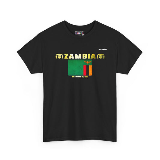 Zambia flag t-shirt in Black — premium cotton, Nordenatt