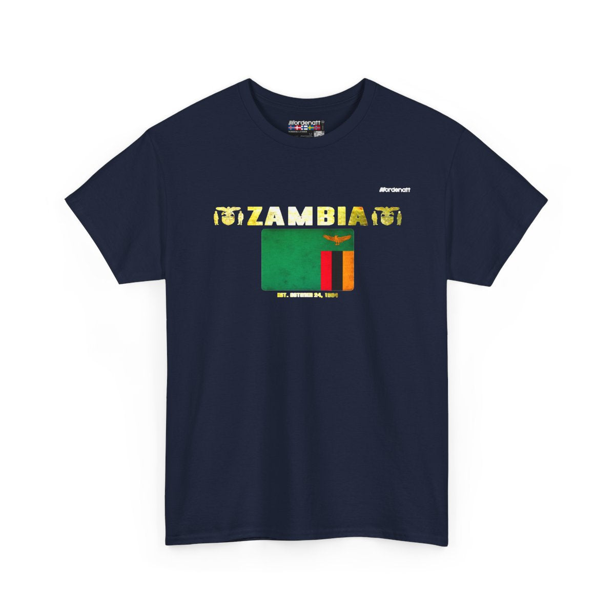 Zambia flag t-shirt in Navy — premium cotton, Nordenatt