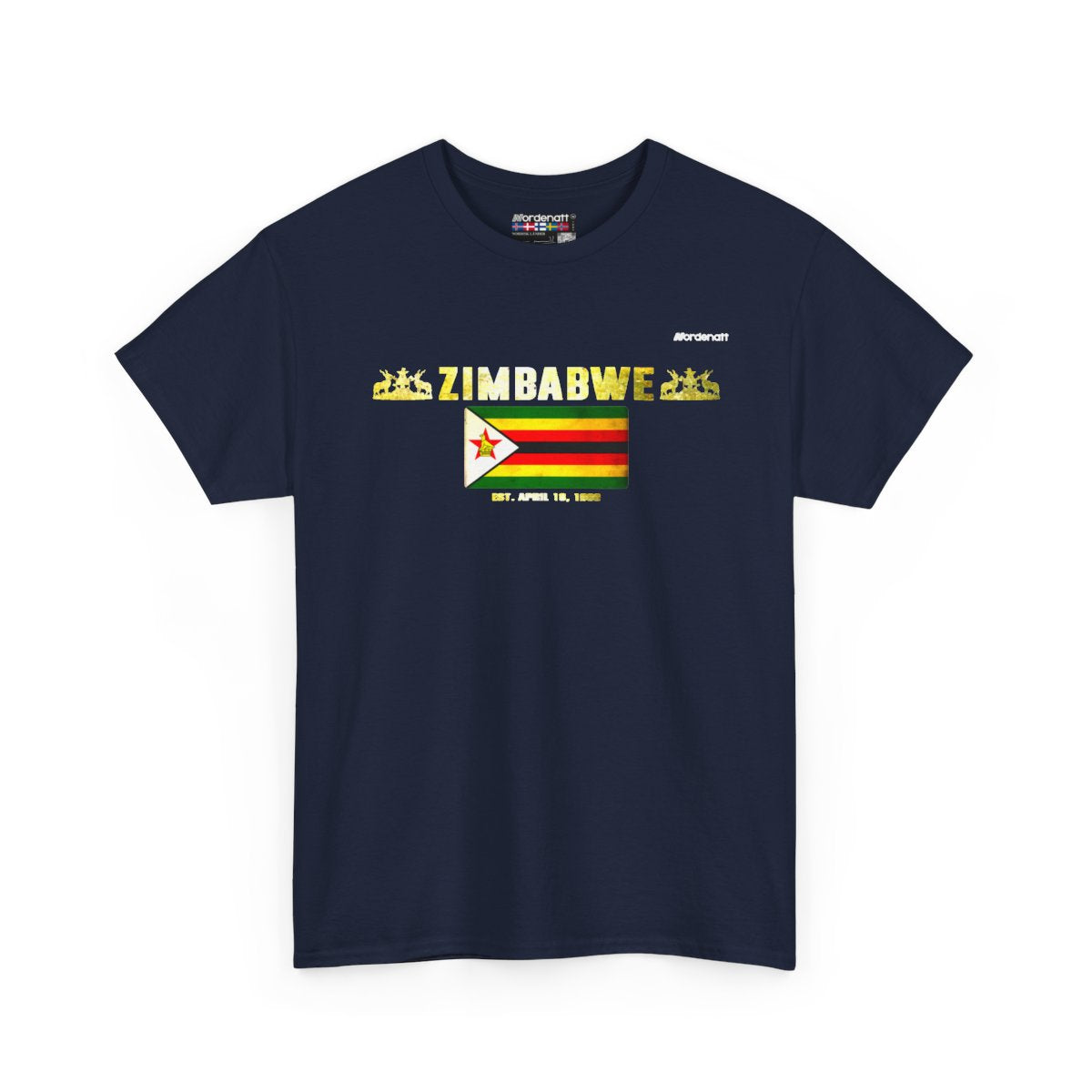 Zimbabwe flag t-shirt in Navy — premium cotton, Nordenatt
