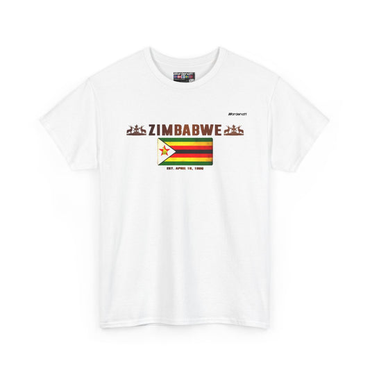 Zimbabwe flag t-shirt in White — premium cotton, Nordenatt