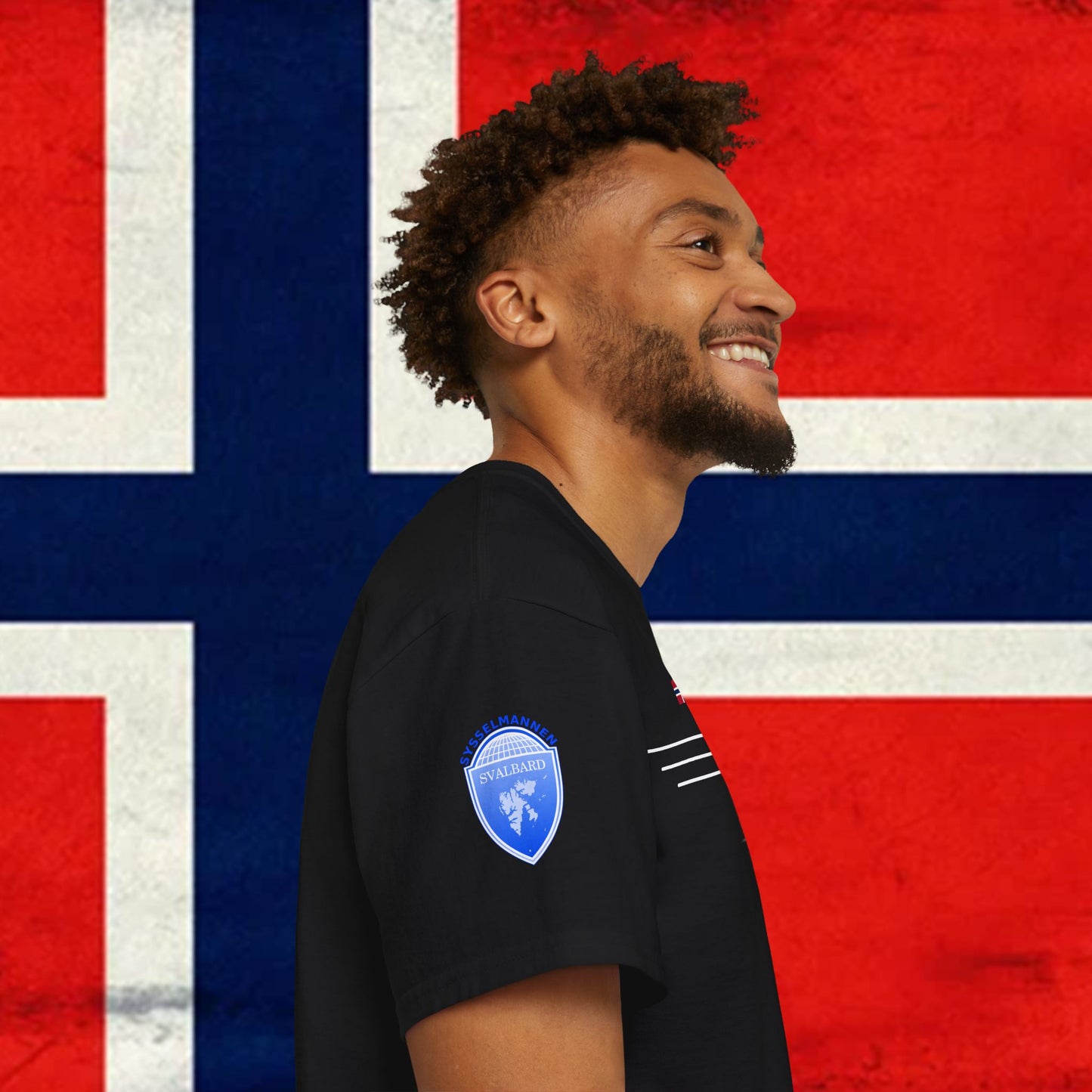 Baumwoll-T-Shirt mit Flagge von Spitzbergen und Jan Mayen