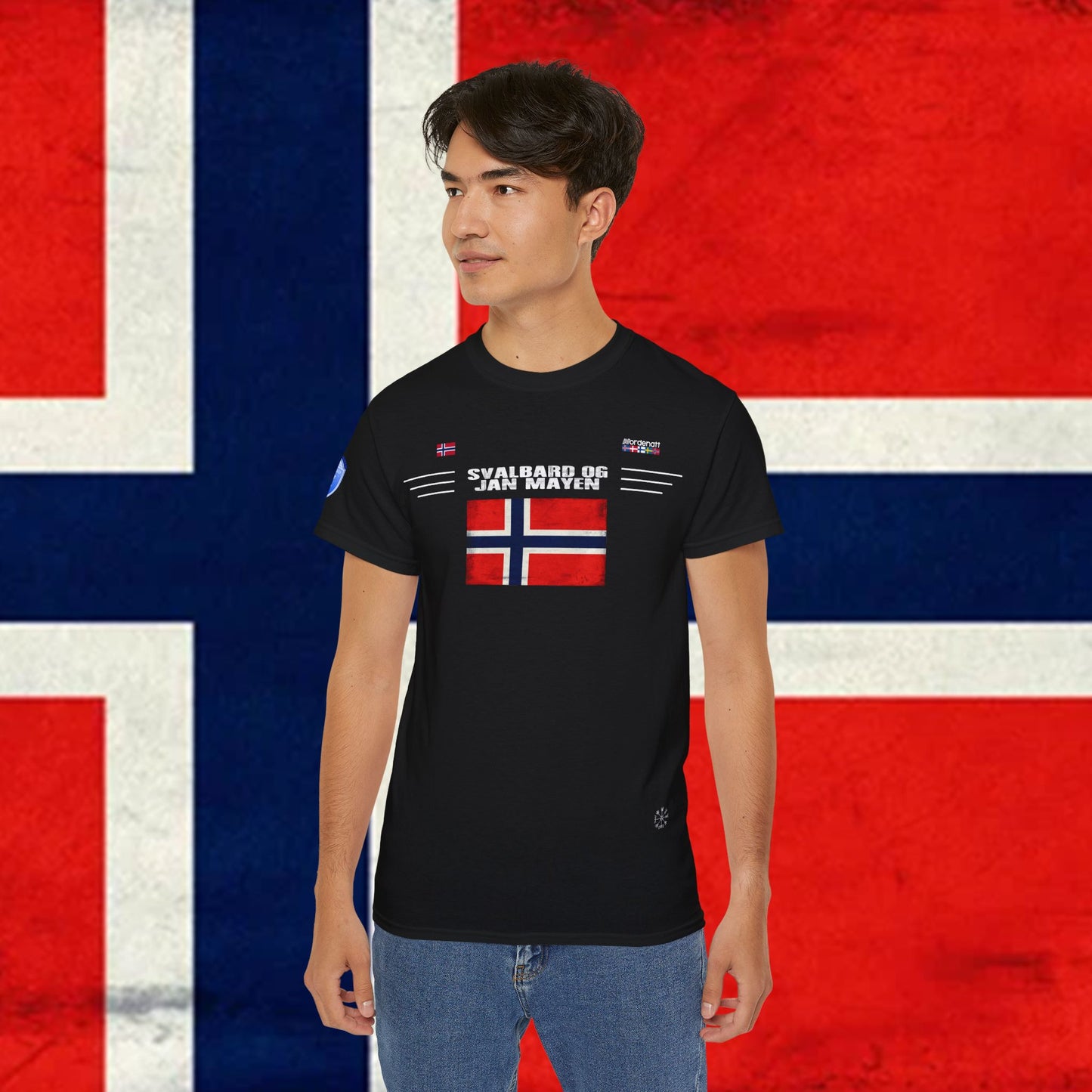 Baumwoll-T-Shirt mit Flagge von Spitzbergen und Jan Mayen