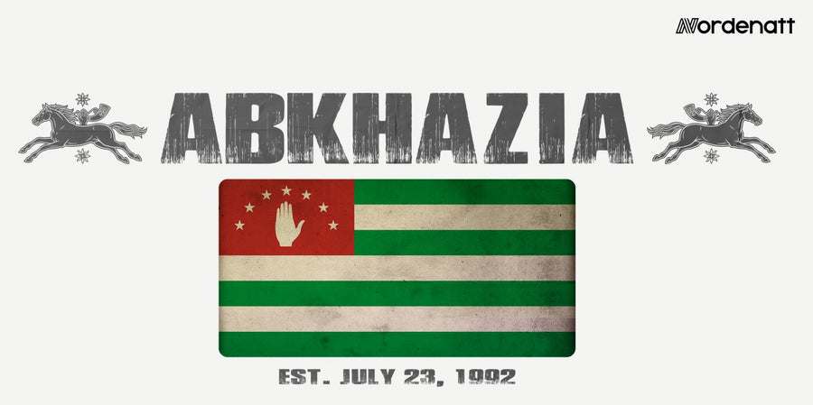Abkhazia design preview: flag, date and emblem inspiration printed on light t-shirts (Nordenatt)