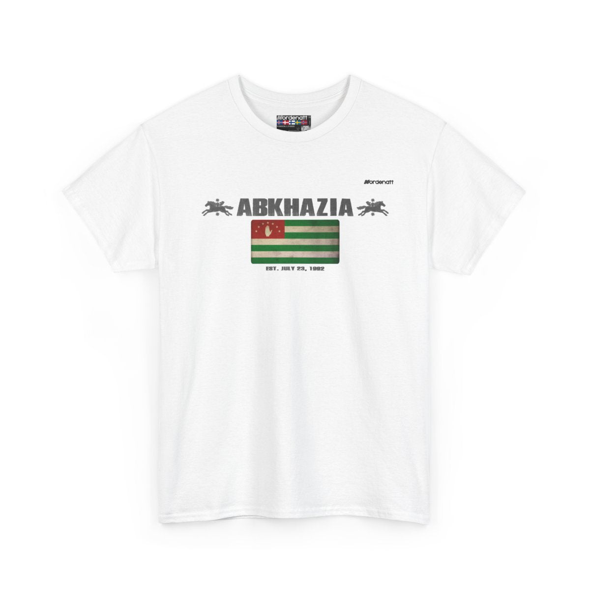 Abkhazia flag t-shirt in White — premium cotton, Nordenatt