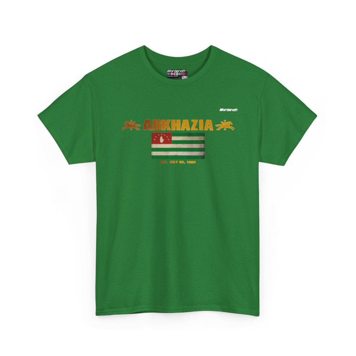 Abkhazia flag t-shirt in Turf Green — premium cotton, Nordenatt