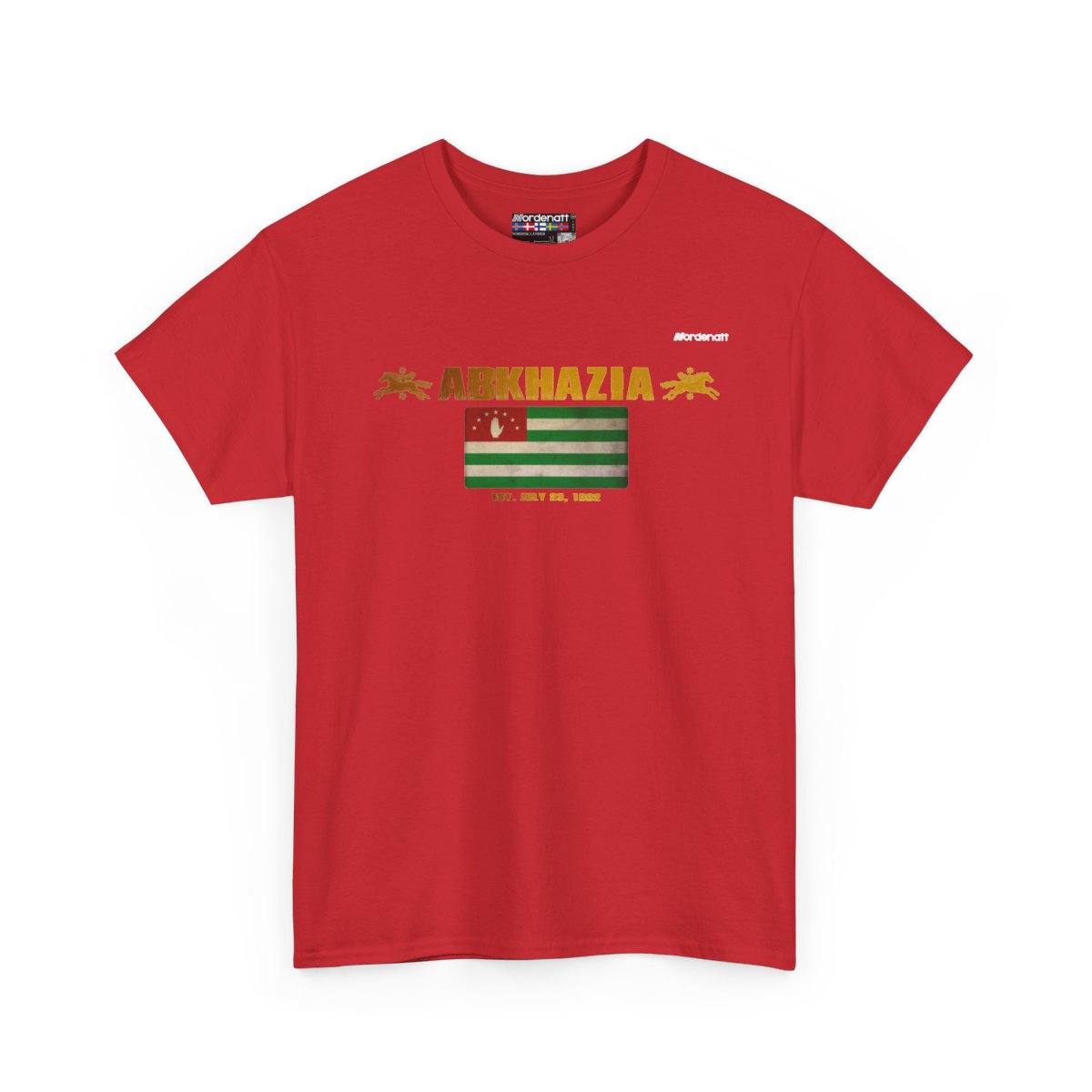 Abkhazia flag t-shirt in Red — premium cotton, Nordenatt