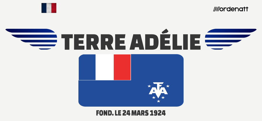 Adelie Land design preview: flag, date and emblem inspiration printed on light t-shirts (Nordenatt)