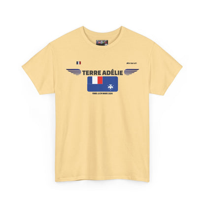 Adelie Land flag t-shirt in Yellow Haze — premium cotton, Nordenatt