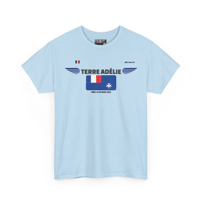 Adelie Land flag t-shirt in Light Blue — premium cotton, Nordenatt