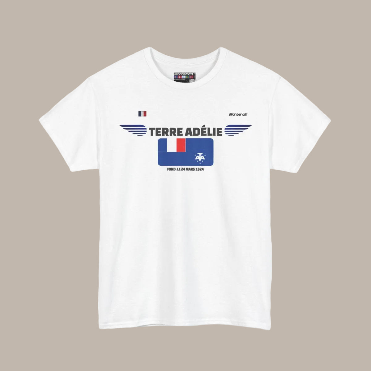 Adelie Land flag t-shirt in White — premium cotton, Nordenatt