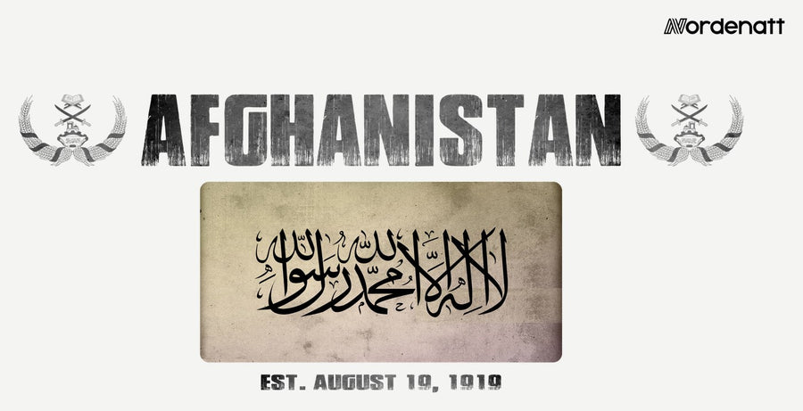 Afghanistan design preview: flag, date and emblem inspiration printed on light t-shirts (Nordenatt)