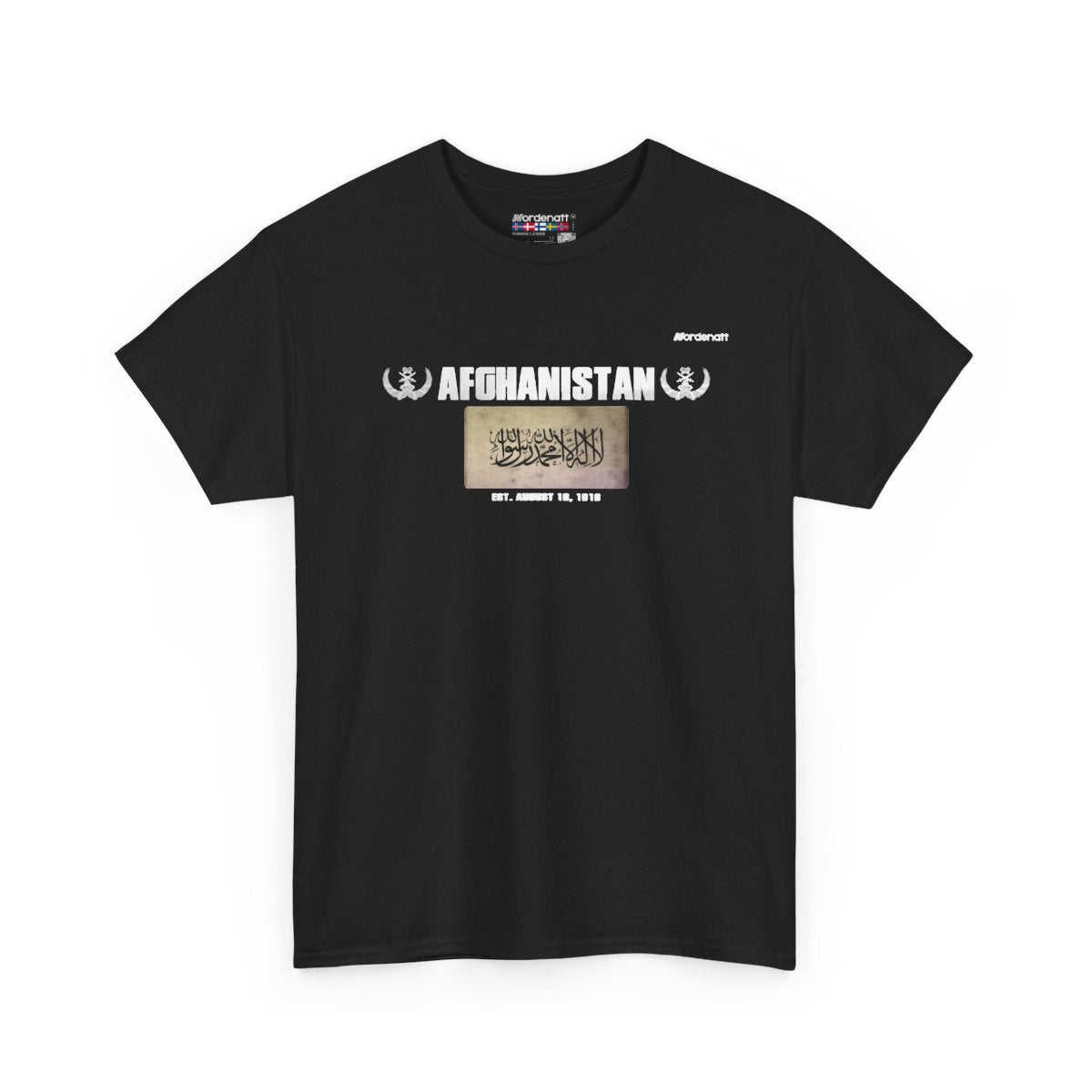 Afghanistan flag t-shirt in Black — premium cotton, Nordenatt