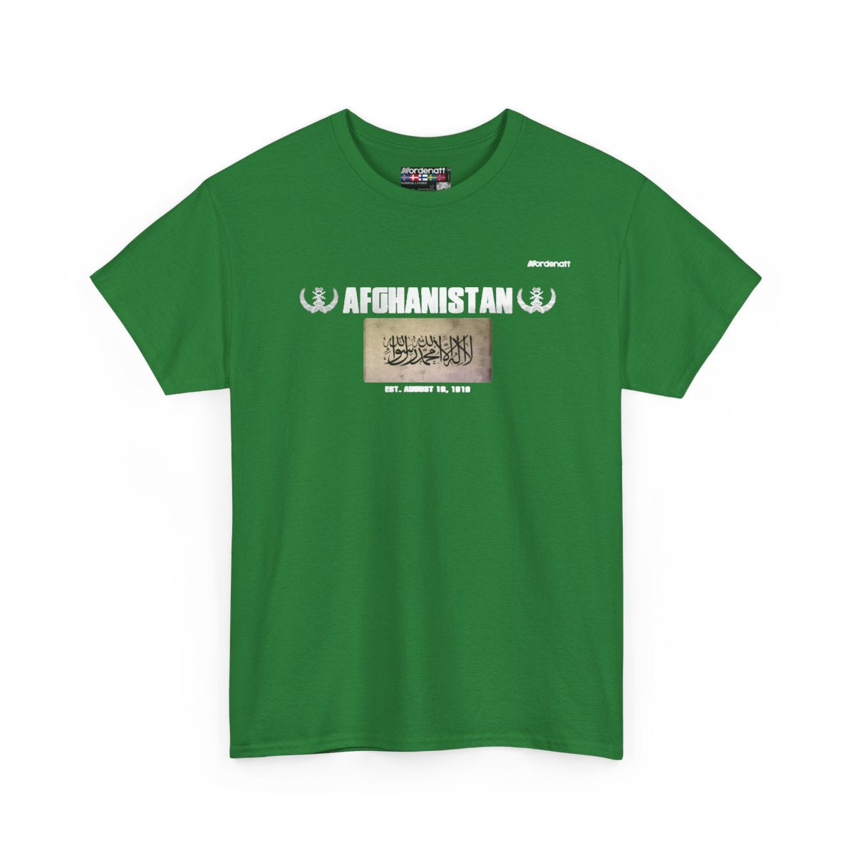 Afghanistan flag t-shirt in Turf Green — premium cotton, Nordenatt