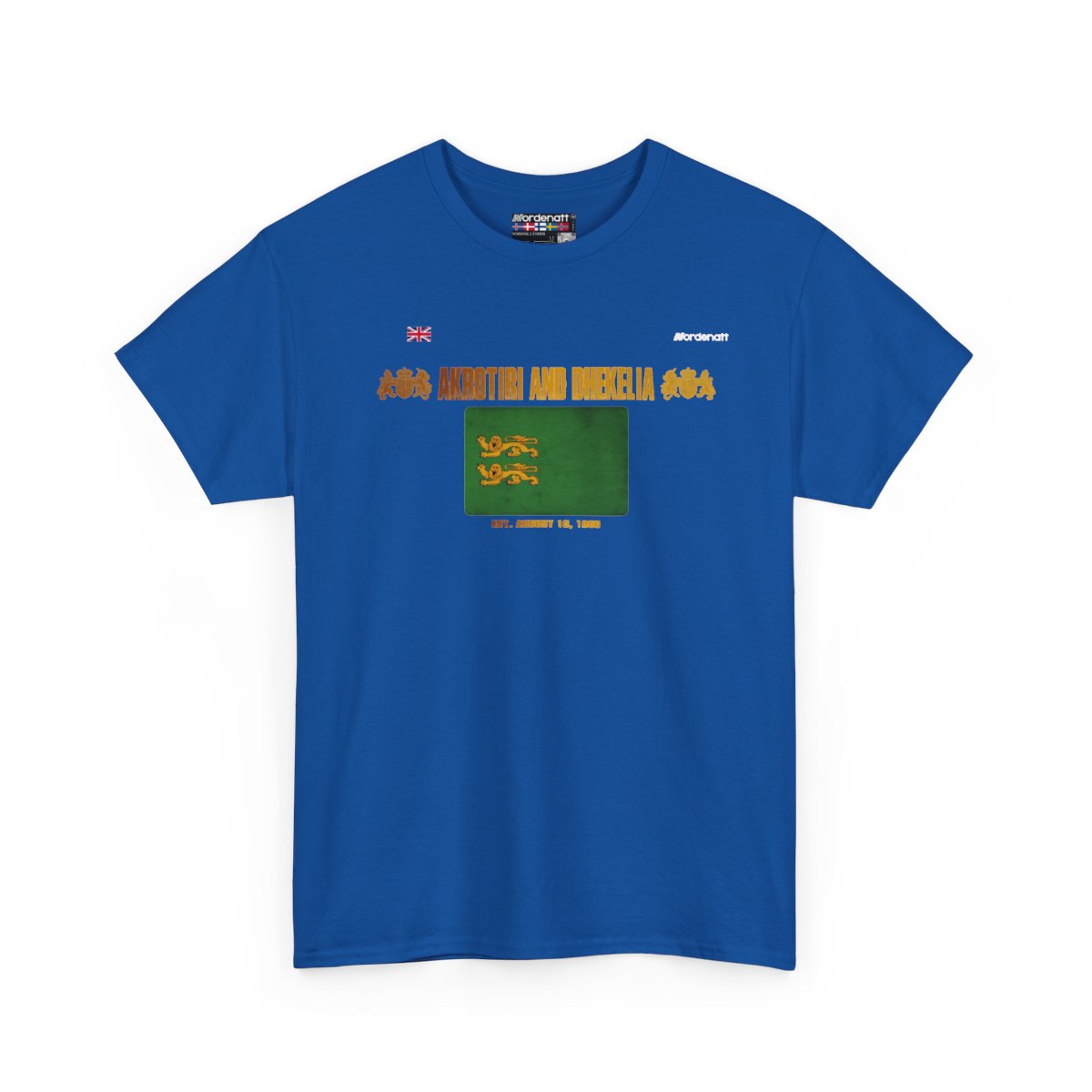 Akrotiri And Dhekelia flag t-shirt in Royal — premium cotton, Nordenatt