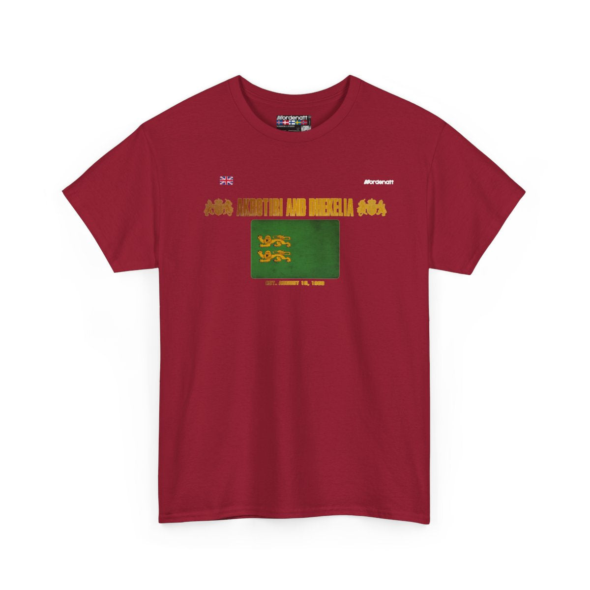 Akrotiri And Dhekelia flag t-shirt in Cardinal Red — premium cotton, Nordenatt