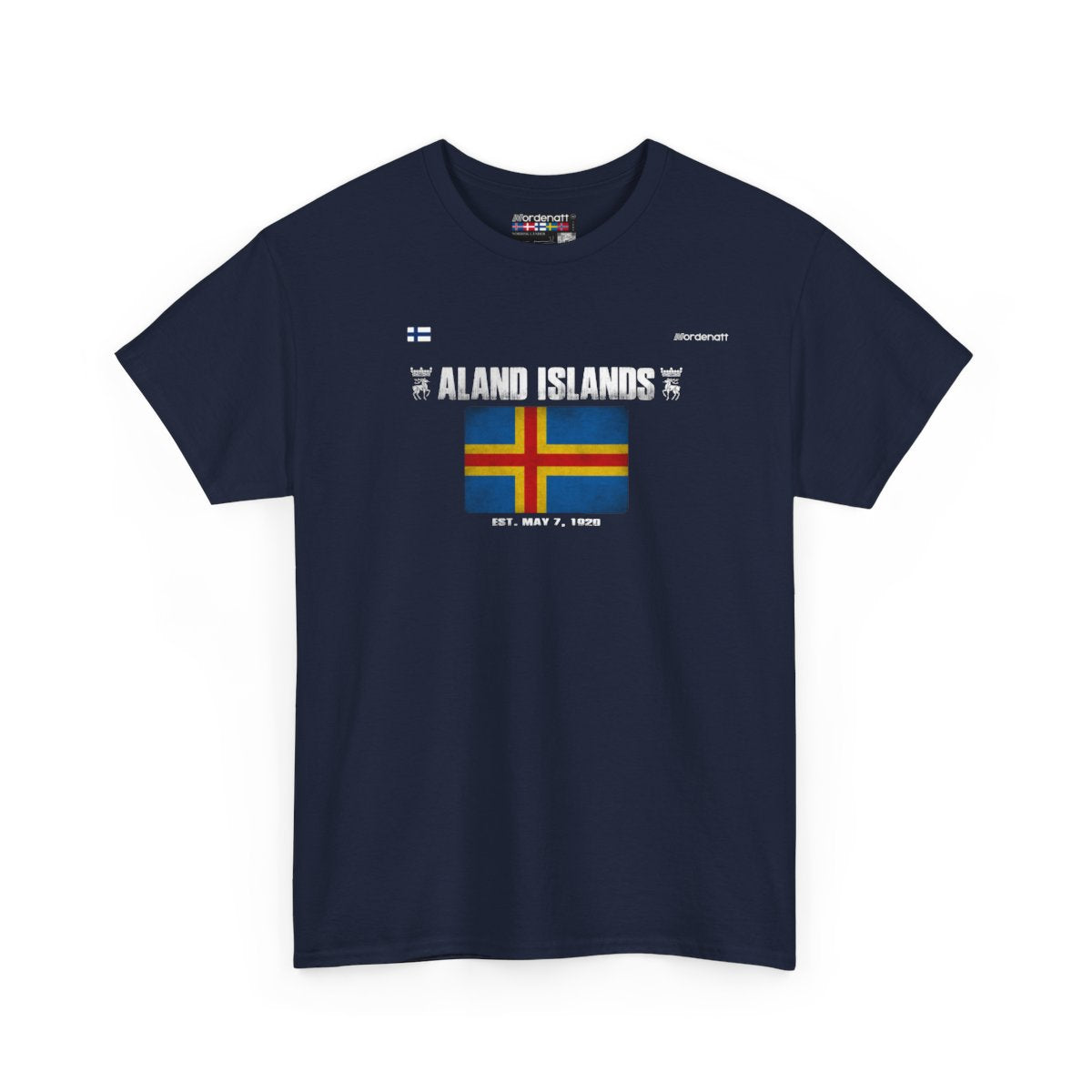 Aland Islands flag t-shirt in Navy — premium cotton, Nordenatt