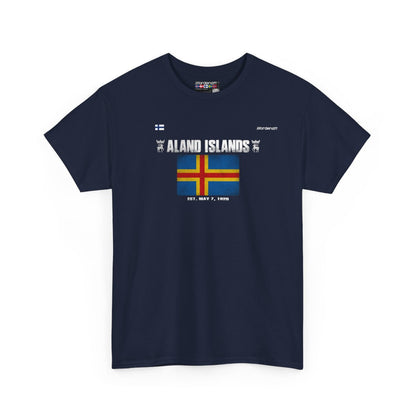 Aland Islands flag t-shirt in Navy — premium cotton, Nordenatt