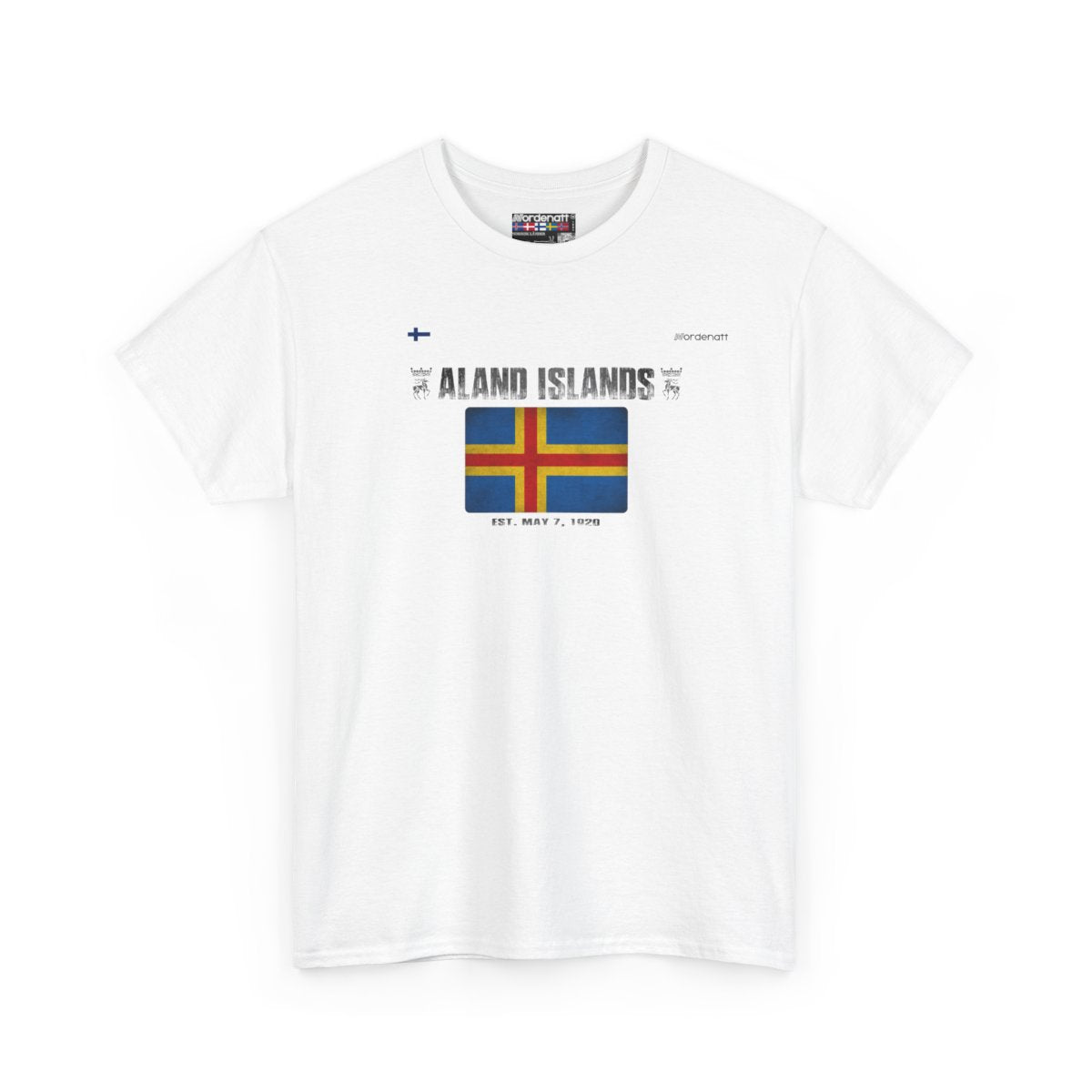 Aland Islands flag t-shirt in White — premium cotton, Nordenatt