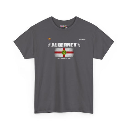 Alderney flag t-shirt in Charcoal — premium cotton, Nordenatt