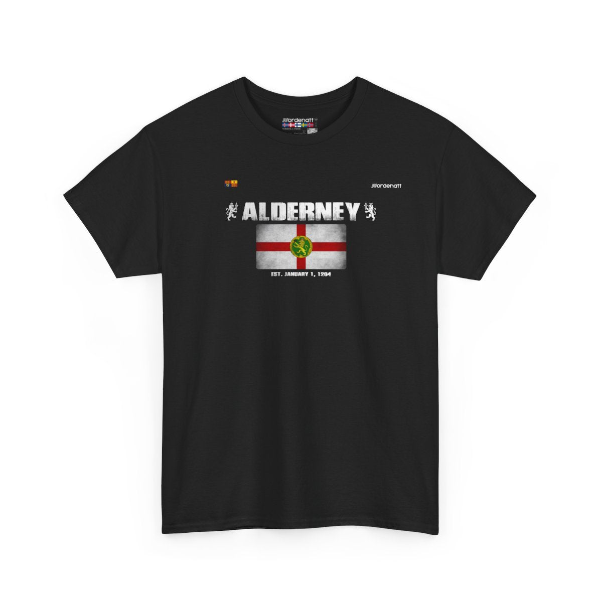 Alderney flag t-shirt in Black — premium cotton, Nordenatt