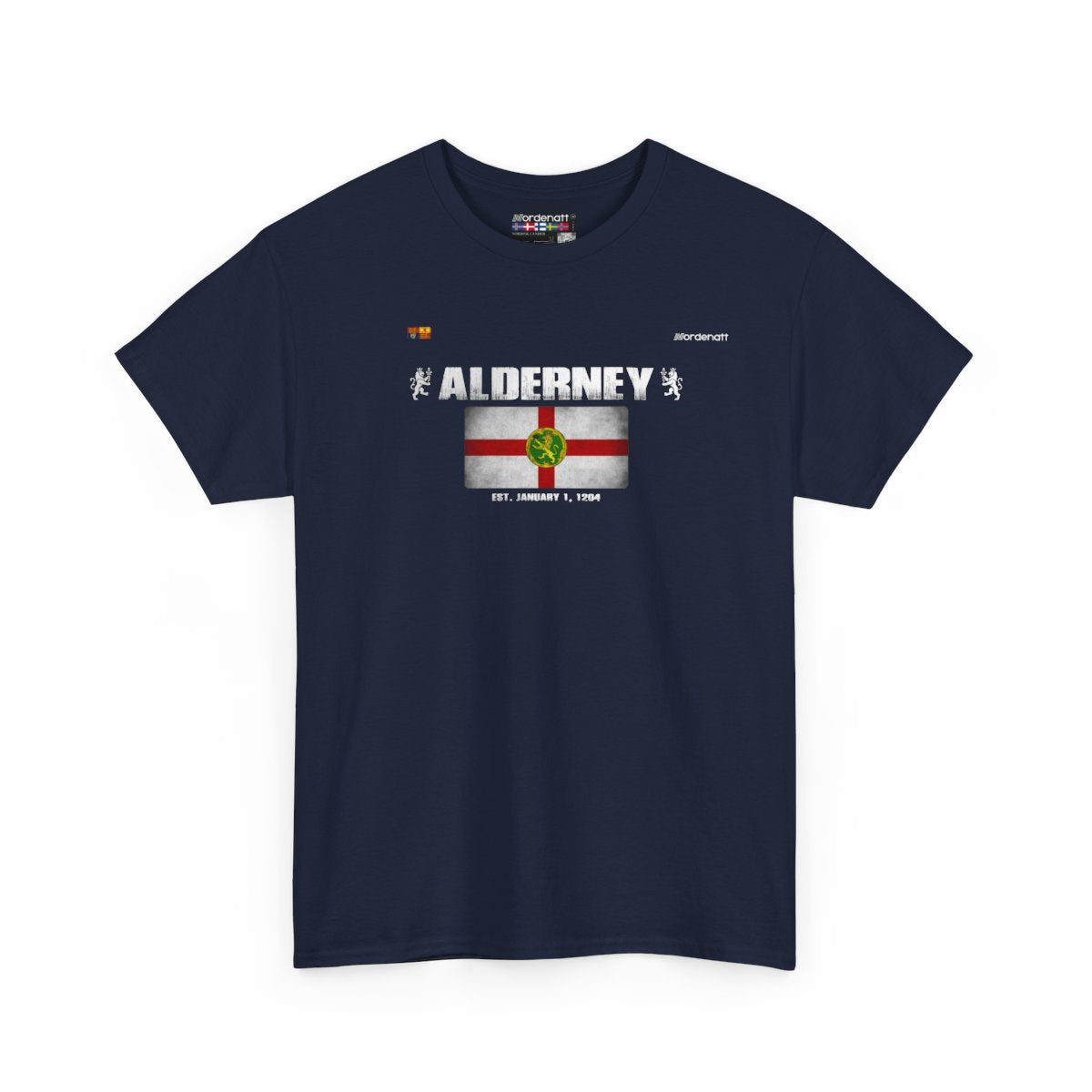 Alderney flag t-shirt in Navy — premium cotton, Nordenatt