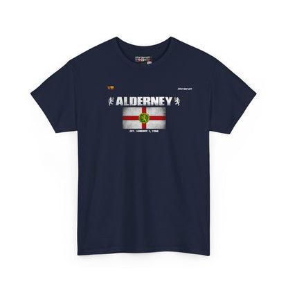 Alderney flag t-shirt in Navy — premium cotton, Nordenatt