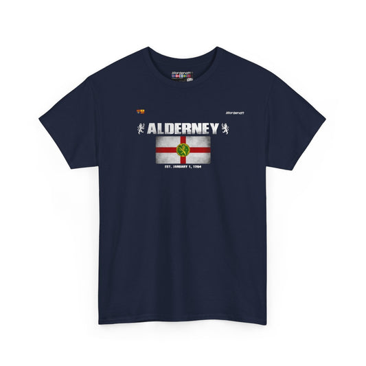 Alderney flag t-shirt in Navy — premium cotton, Nordenatt