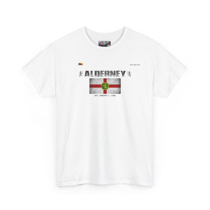 Alderney flag t-shirt in White — premium cotton, Nordenatt
