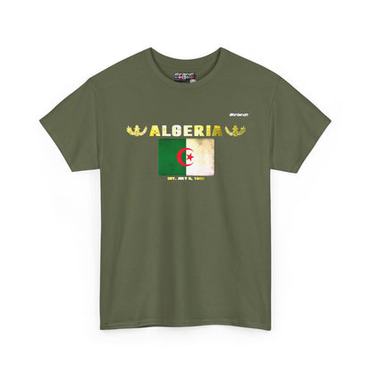 Algeria flag t-shirt in Military Green — premium cotton, Nordenatt