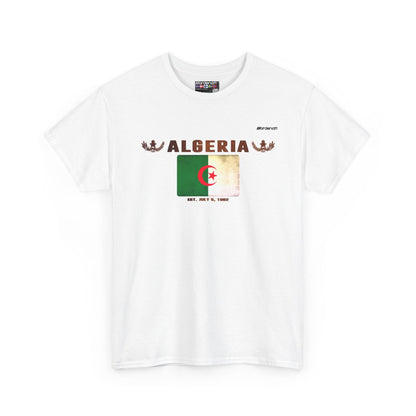 Algeria flag t-shirt in White — premium cotton, Nordenatt