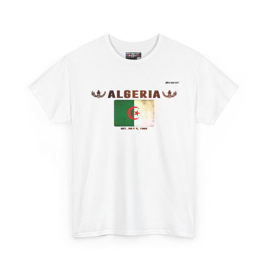 Algeria flag t-shirt in White — premium cotton, Nordenatt